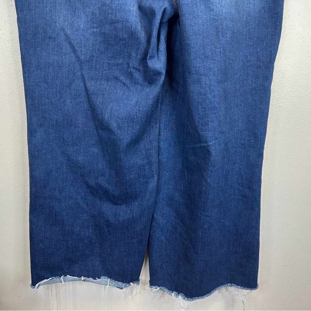 Oat New York Dark Blue Wide Leg Womens 16W Jeans High Rise Frayed Hem 2X 3X Plus - Picture 11 of 11